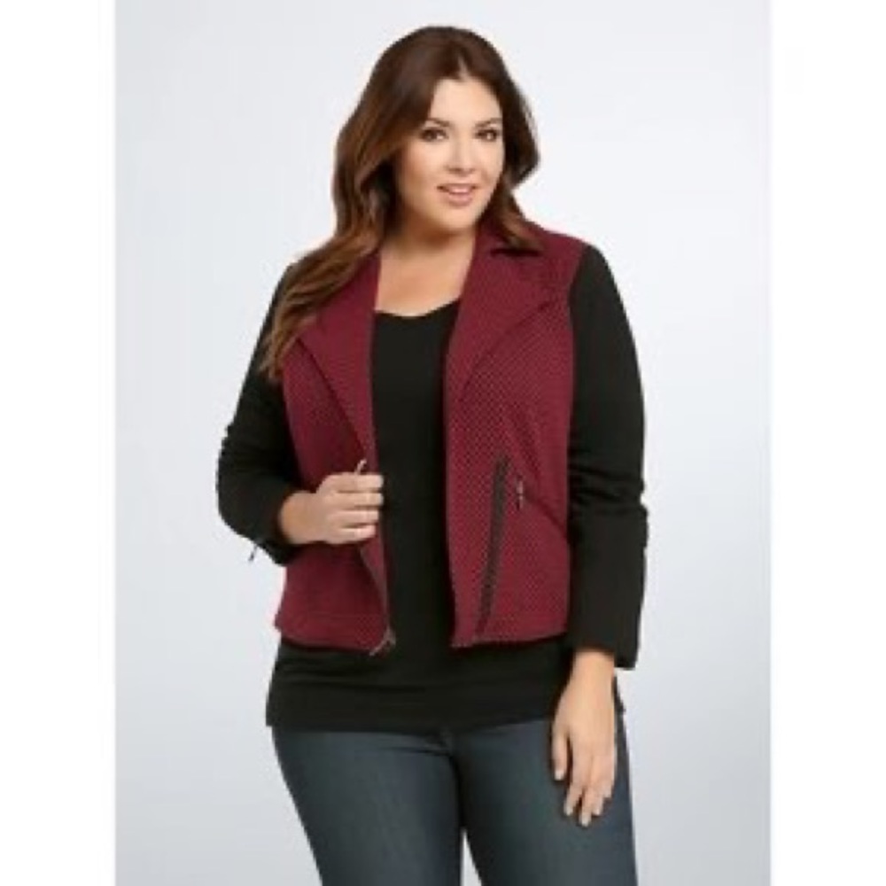 Torrid Checkered Print Moto Jacket